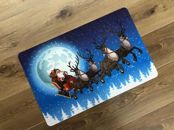 Christmas printed floor mat anti slip and wash free absorbent carpet entrance mat design can be set