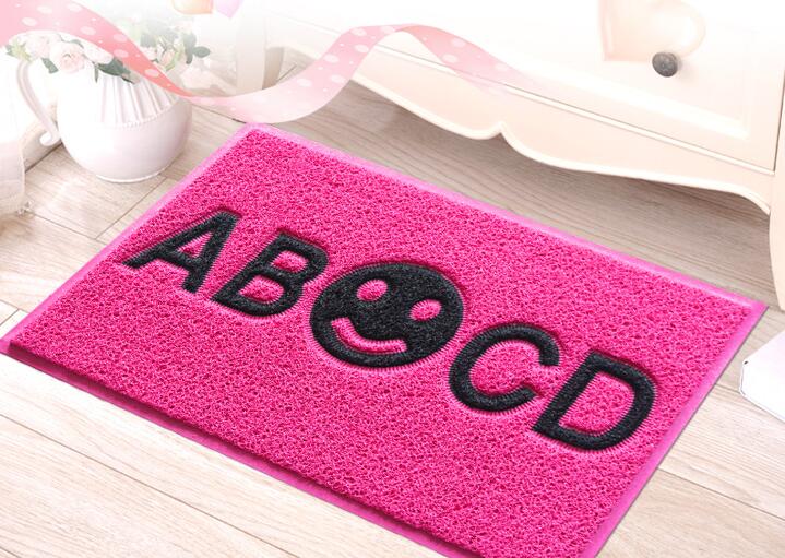 Bedroom kitchen embossed silk mat wholesale PVC waterproof slip mat Hotel Guest welcome mat door mat