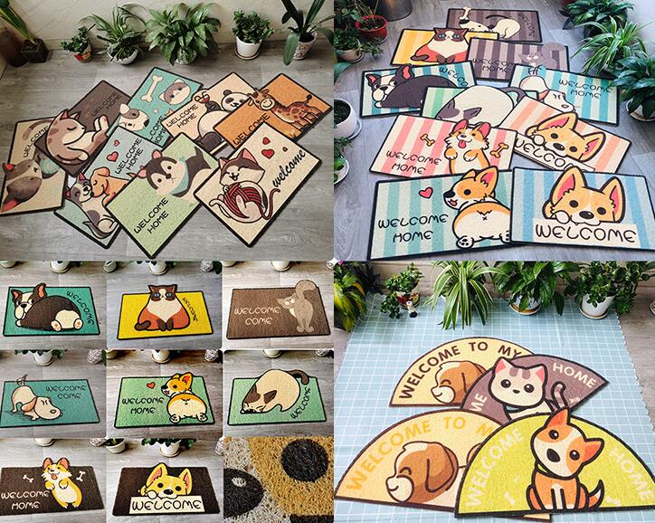 C cartoon floor mat, silk ring, door mat, antiskid door mat, sand scraping and dust removing foot ma